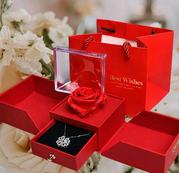 Rosa Eterna Preservada + Colar Feminino Presente Romântico Dia dos Namorados